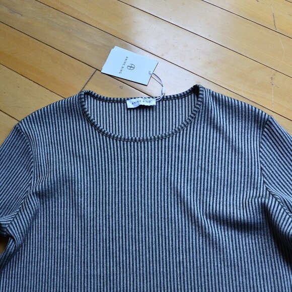 Anine Bing Moss Stripe Long Sleeve Knit Mini Dress NWT Size S - Picture 2 of 8